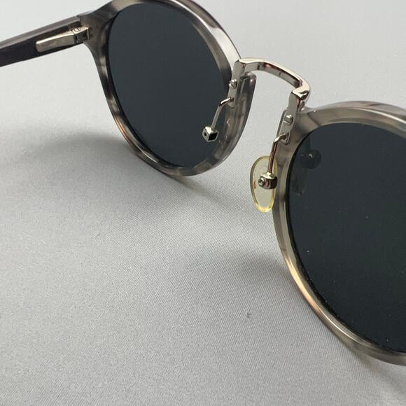 Sunny Patoche Round Sunglasses Gray Frame Wood Arms Unisex Retro - Picture 6 of 7